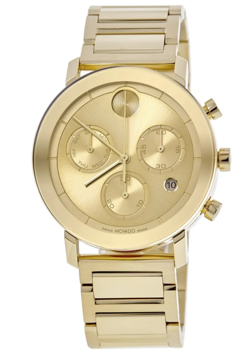 Bold Evolution Quartz Chronograph Champagne Dial Yellow Gold Tone Steel Men's Watch 3600811