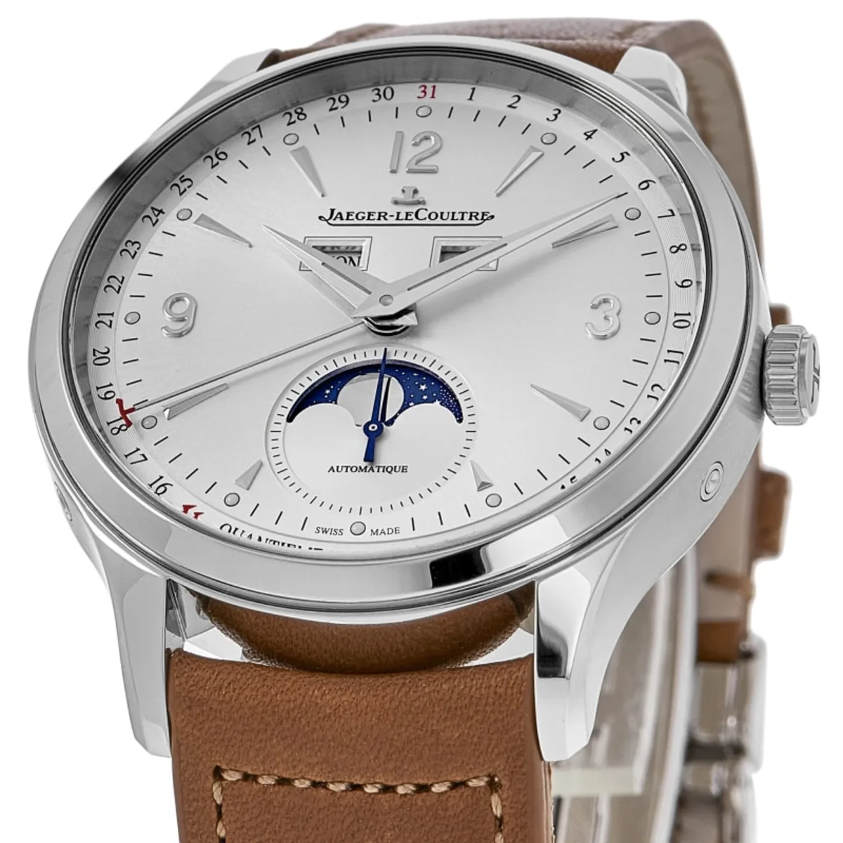 Master Control Calendar Silver Dial Tan Leather Strap Men's Watch 4148420 - Image 2