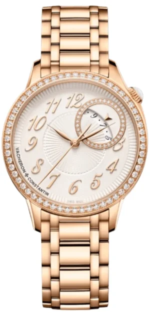 Egerie Self-Winding White Dial Diamond Bezel 18K Rose Gold Women's Watch 4605F/110R-B496