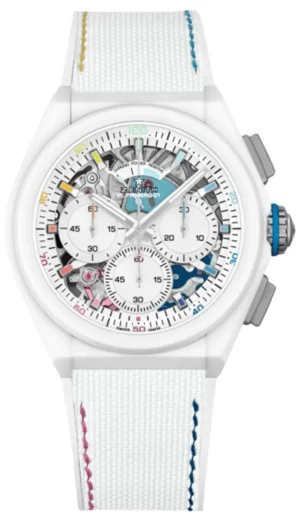Defy El Primero 21 Chronograph Skeleton Dial White Rubber Strap Men's Watch 49.9014.9004/01.R953