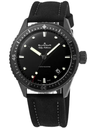 Fifty Fathoms Automatic Black Dial Black Fabric Men's Watch 5000-0130-B52A