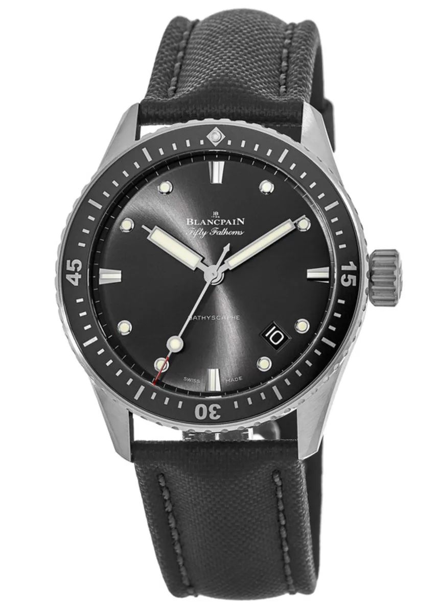 Fifty Fathoms Automatic Grey Dial Black Fabric Men's Watch 5000-1110-B52A