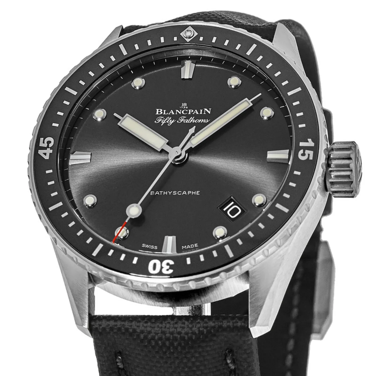 Fifty Fathoms Automatic Grey Dial Black Fabric Men's Watch 5000-1110-B52A - Image 2