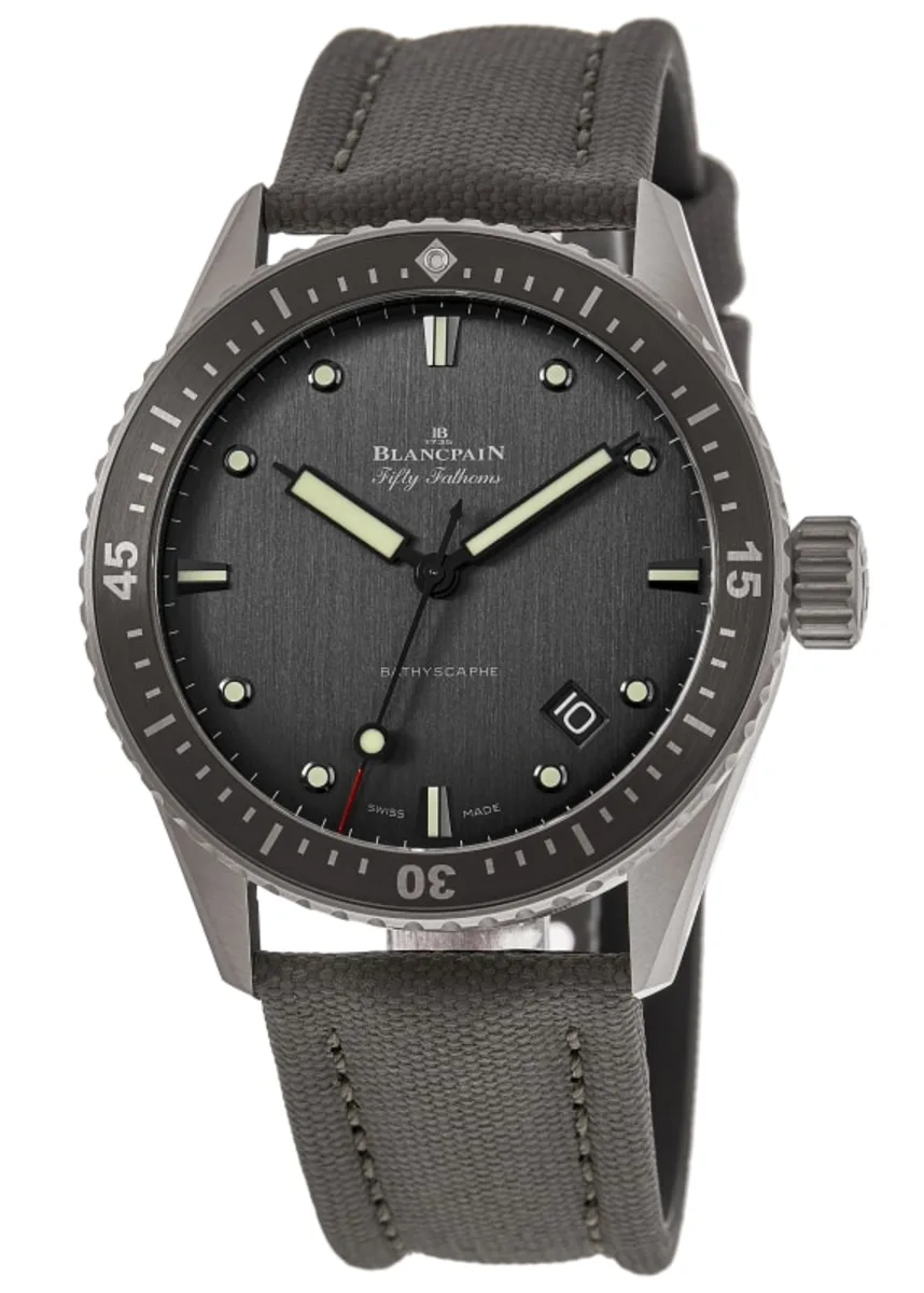 Fifty Fathoms Bathyscaphe Grey Dial Titanium Men's Watch 5000-1210-G52A