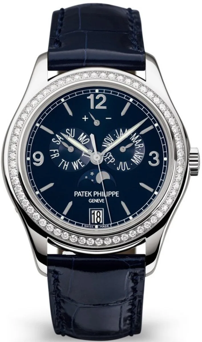Annual Calendar Moonphase Blue Dial Diamond Leather Strap Men's Watch 5147G-001