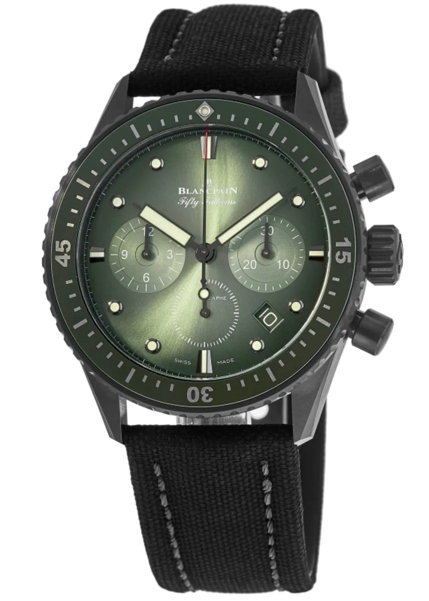 Fifty Fathoms Bathyscaphe Flyback Green Chronograph Dial Ceramic Men's Watch 5200-0153-B52A