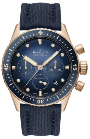 Fifty Fathoms Bathyscaphe Flyback Chronograph Automatic Blue Dial Fabric Strap Men's Watch 5200-3640-O52A