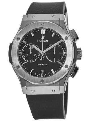 Classic Fusion Chronograph 45mm Black Dial Titanium Case Rubber Strap Men's Watch 521.NX.1171.RX
