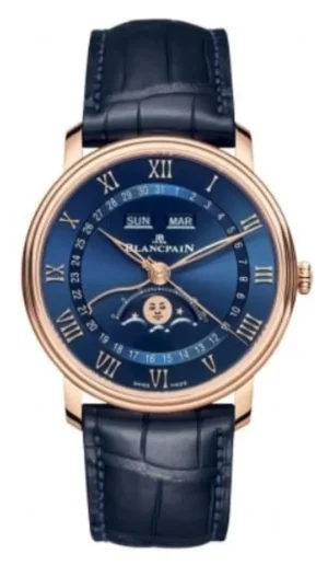 Villeret Automatic Blue Dial Leather Strap Men's Watch 6654-3640-55B