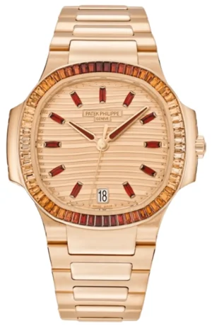Nautilus Automatic Rose Dial Garnet Bezel 18K Rose Gold Women's Watch 7118/1300R-001