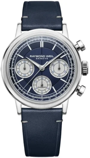 Millesime Automatic Chronograph Blue Dial Leather Strap Men's Watch 7765-STC-50651