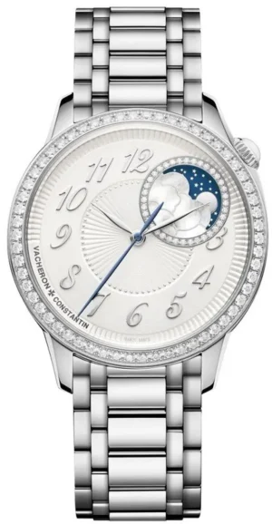 Egerie Moon Phase Silver Dial Diamond Stainless Steel Women's Watch 8005F/120A-B497