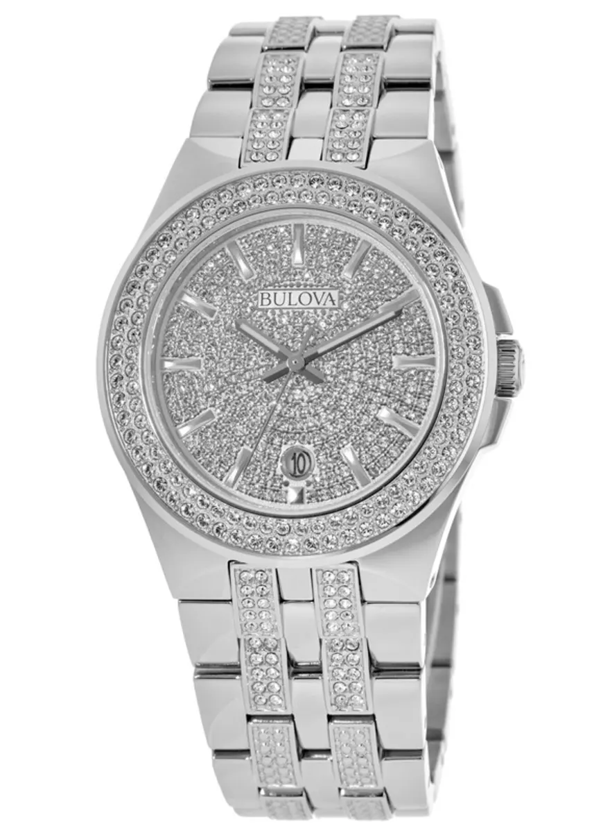 Crystal Swarovski Crystal Pave Dial Stainless Steel Men's Watch 96B235