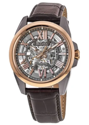 Classic Skeleton Dial Leather Strap Men's Watch 98A165