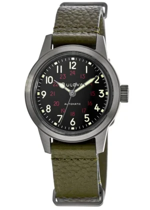 Hack Automatic Black Dial Green Leather Strap Men's Watch 98A255