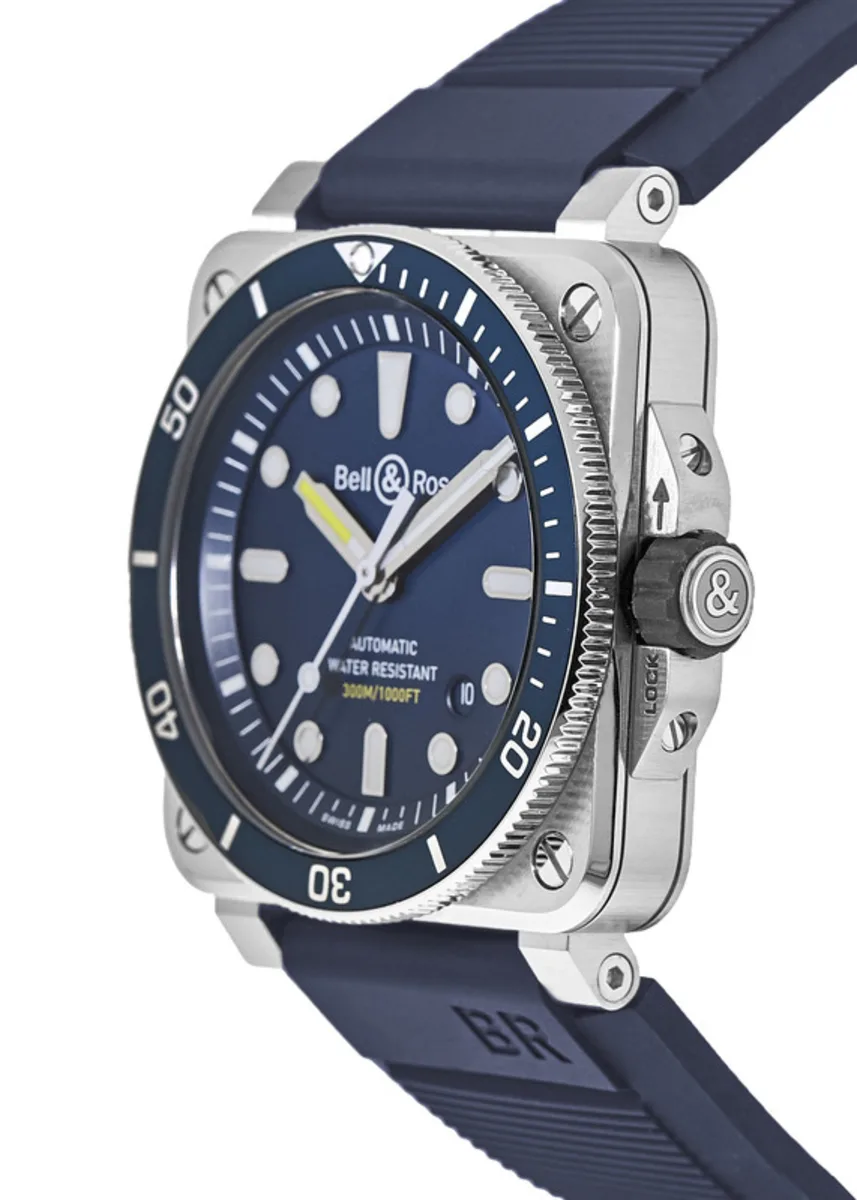 BR 03-92 Diver Blue Automatic Rubber Strap Men's Watch BR0392-D-BU-ST/SRB - Image 3
