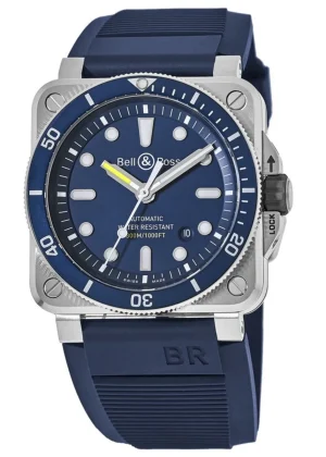 BR 03-92 Diver Blue Automatic Rubber Strap Men's Watch BR0392-D-BU-ST/SRB