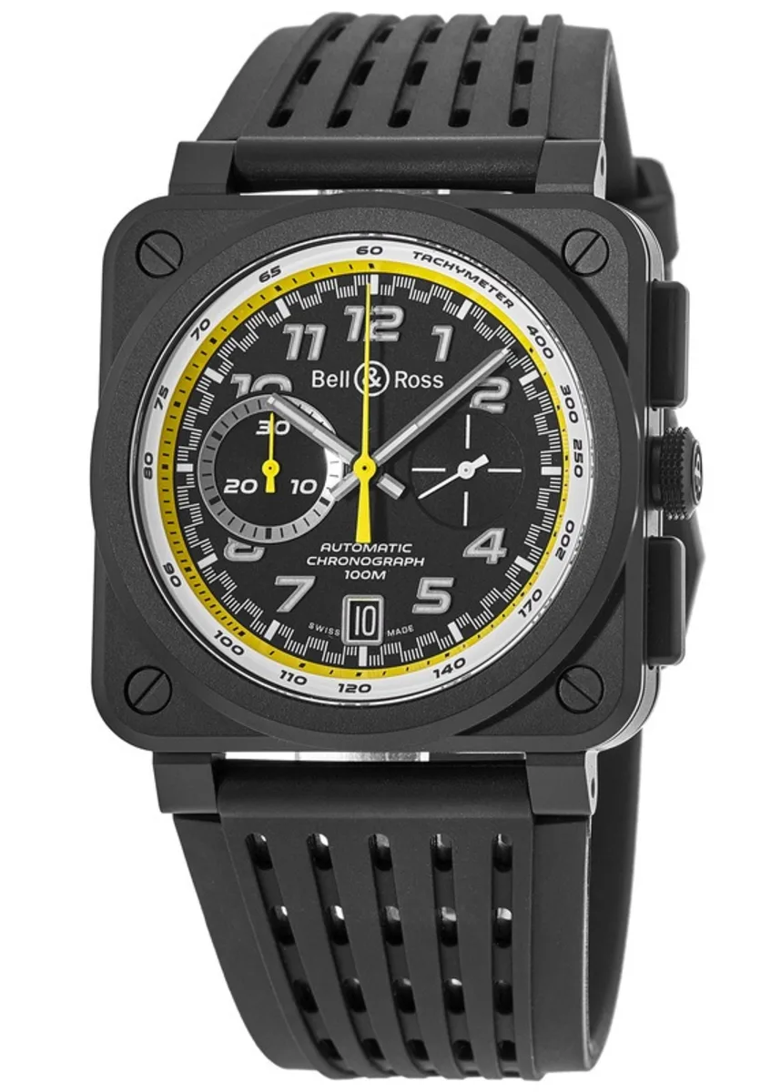 BR 03-94 Limited Edition Black Ceramic Rubber Strap Men's Watch BR0394-RS20/SRB