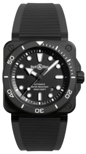 BR 03 Automatic Diver Black Dial Ceramic Rubber Strap Men's Watch BR03A-D-BL-CE/SRB