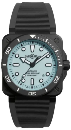 BR 03 Automatic Diver Full Lum Blue Dial Ceramic Rubber Strap Men's Watch BR03A-D-LM-CE/SRB