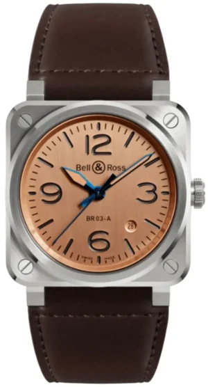 BR 03 Automatic Copper Dial Brown Leather Strap Men's Watch BR03A-GB-ST/SCA