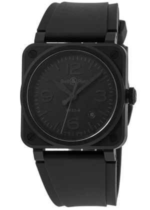 BR 03 Automatic Black Dial Rubber Strap Men's Watch BR03A-PH-CE/SRB