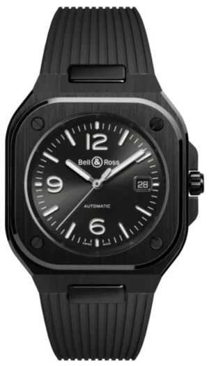 BR 05 Automatic Black Dial Ceramic Rubber Strap Men's Watch BR05A-BL-CE/SRB