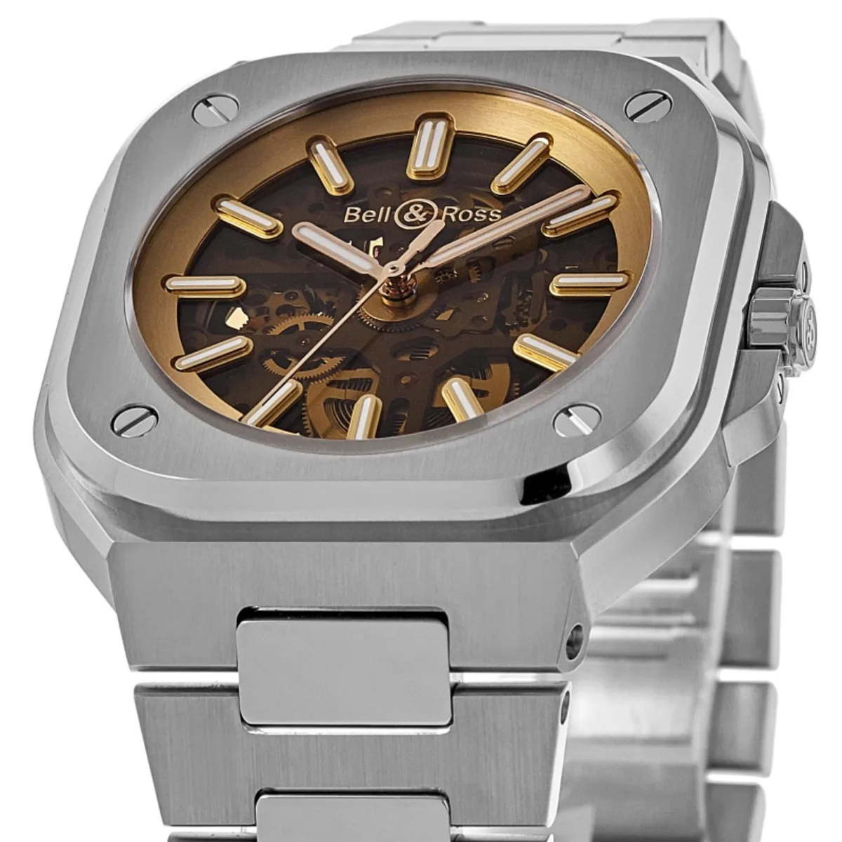 BR 05 Limited Edition Skeleton Golden Dial Steel Men's Watch BR05A-CH-SKST/SST - Image 2