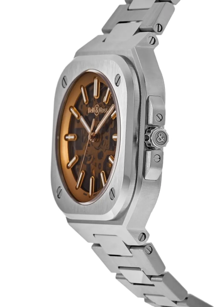 BR 05 Limited Edition Skeleton Golden Dial Steel Men's Watch BR05A-CH-SKST/SST - Image 3