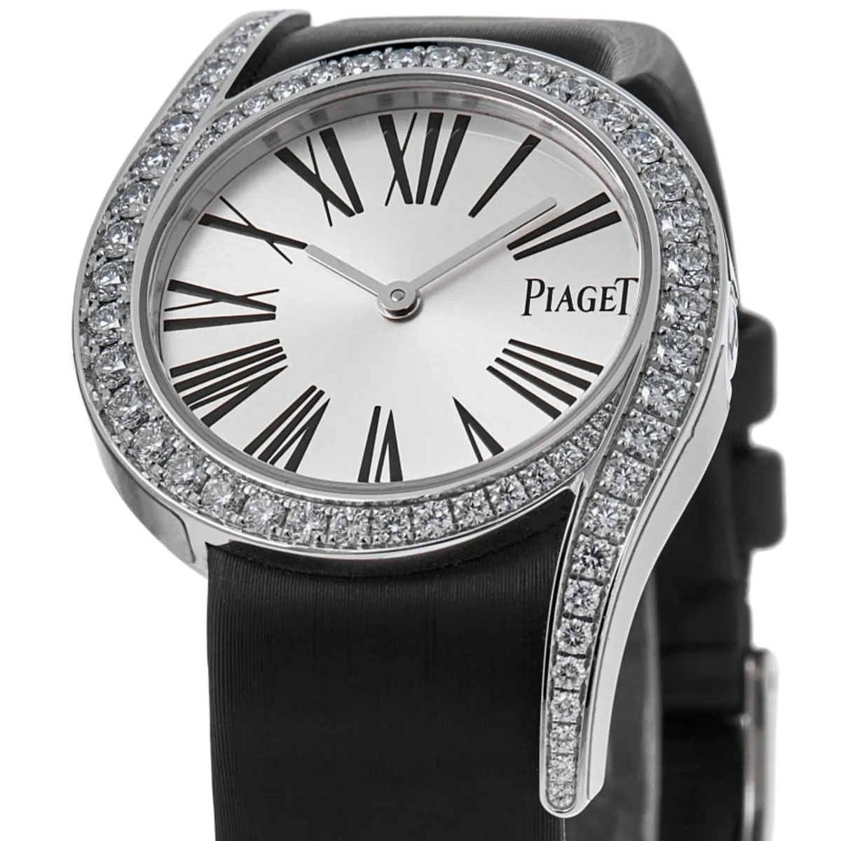 Limelight Gala Silver Dial 18K White Gold Diamond Bezel Satin Strap Women's Watch G0A38160 - Image 2
