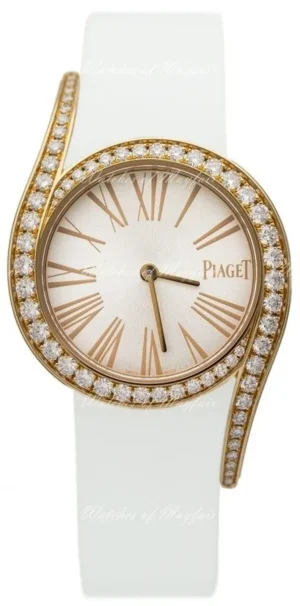 Limelight Gala Silver Dial Diamond White Satin Strap Women's Watch G0A41181