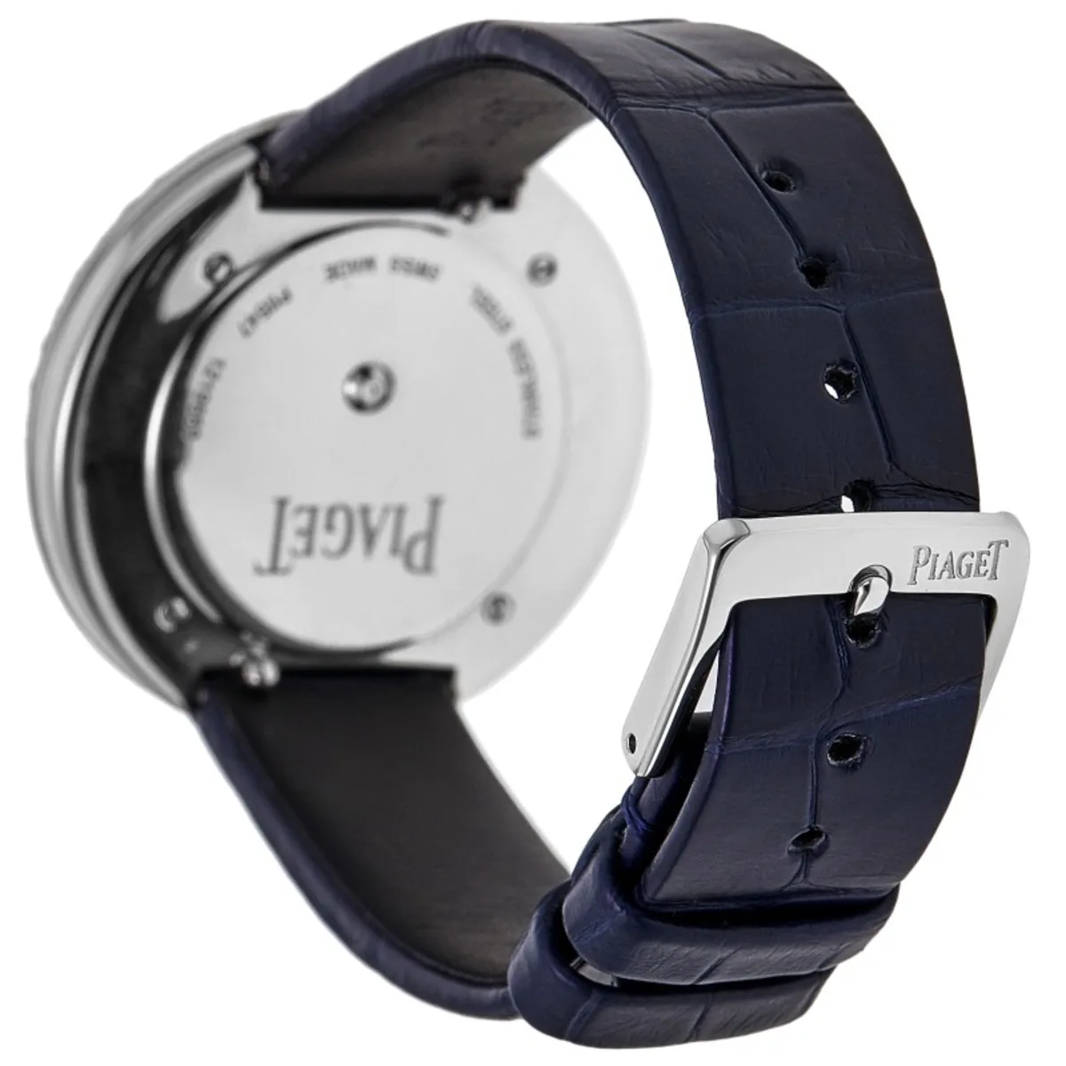 Possession Quartz Grey Dial Custom Double Diamond Bezel Blue Leather Strap Women's Watch G0A43090-CD2 - Image 4