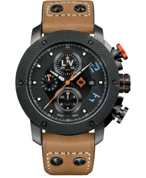 Genesis GX-AC Sky Blue Pilot Leather Strap Swiss Men's Watch GXACBLB