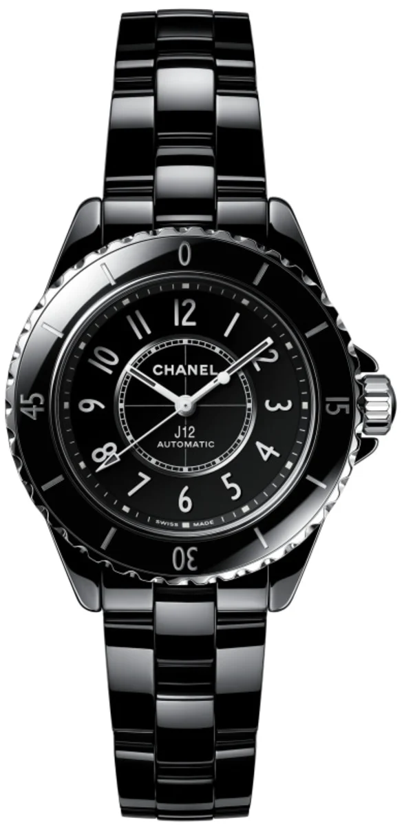 J12 33mm Black Ceramic Automatic Women's Watch H5696