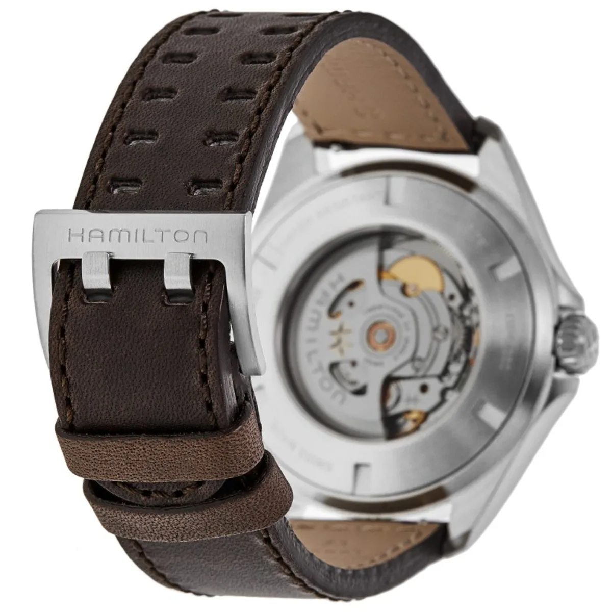 Khaki Aviation Pilot Day Date Auto Green Dial Brown Leather Strap Men's Watch H64635560 - Image 4