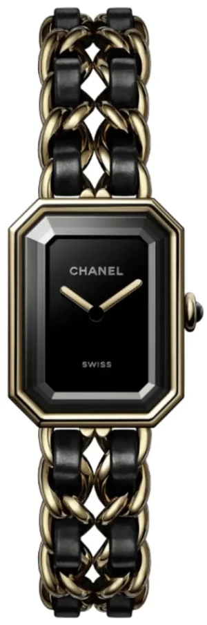 Premiere Edition Originale Quartz Black Dial Yellow Gold Plated Steel and Leather Strap Women's Watch H6951