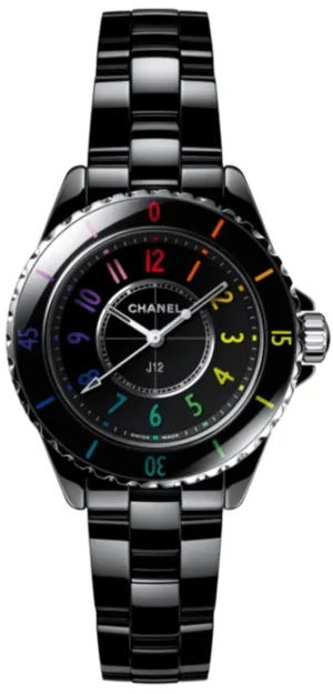 J12 Electro Quartz Black Dial Ceramic Women's Watch H7121