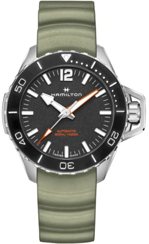 Khaki Navy Frogman Automatic 46mm Black Dial Green Rubber Strap Men's Watch H77825331