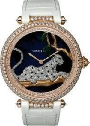 Panthere Rose Gold Diamond Leather Strap Women's Watch HPI00712