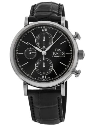 Portofino Chronograph 42mm Day-Date Black Dial Men's Watch IW391029
