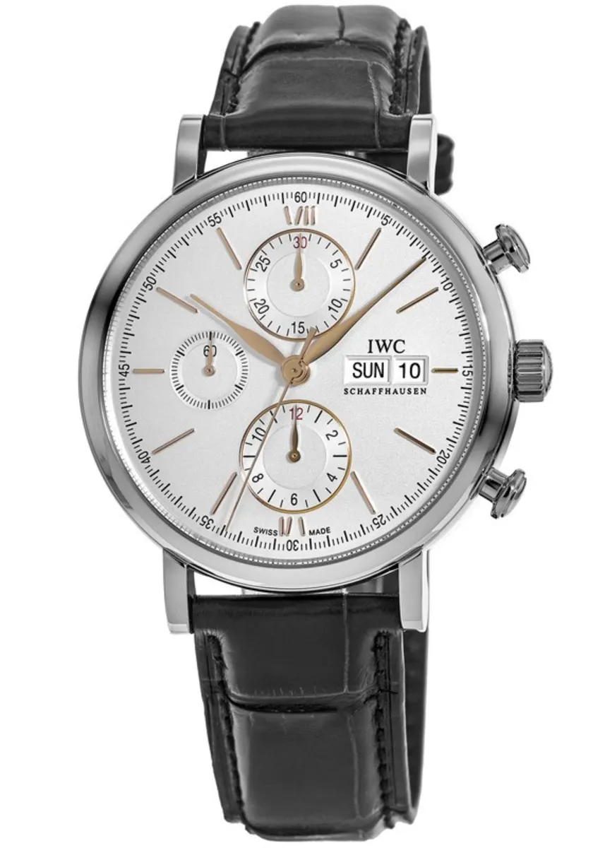 Portofino Chronograph Silver Dial Leather Strap Men's Watch IW391031