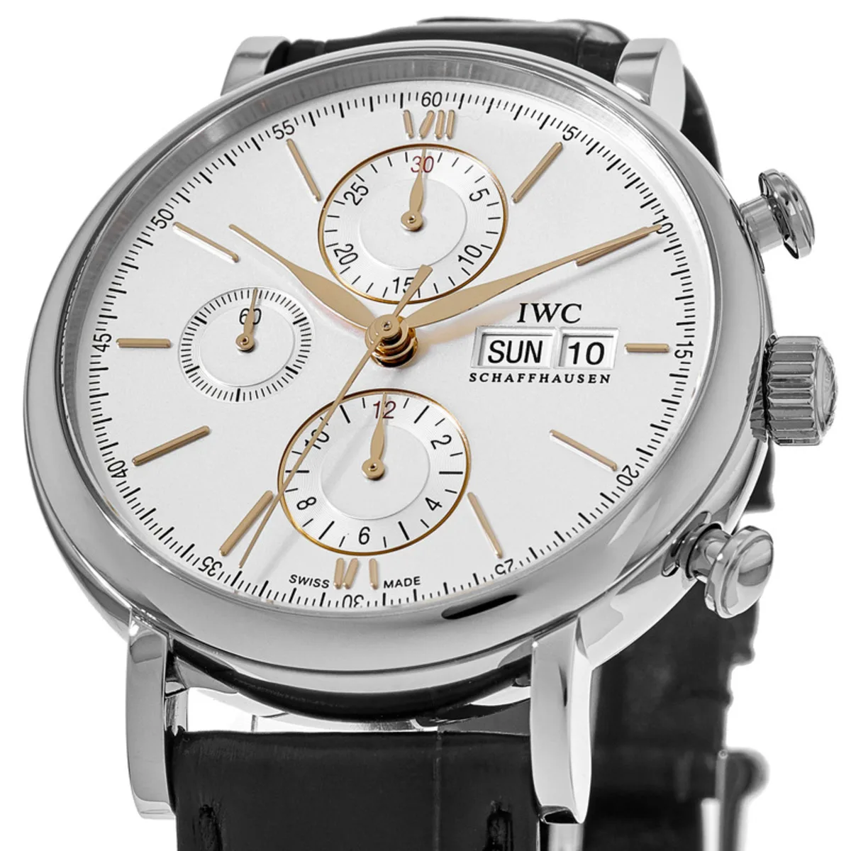 Portofino Chronograph Silver Dial Leather Strap Men's Watch IW391031 - Image 2