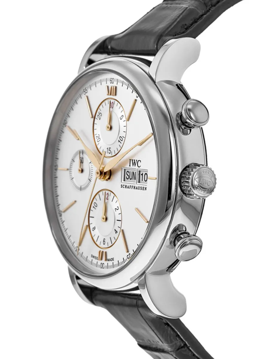 Portofino Chronograph Silver Dial Leather Strap Men's Watch IW391031 - Image 3