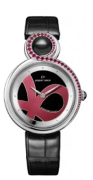 Lady 8 Black and Red Dial Black Leather Strap Women's Watch J014500243