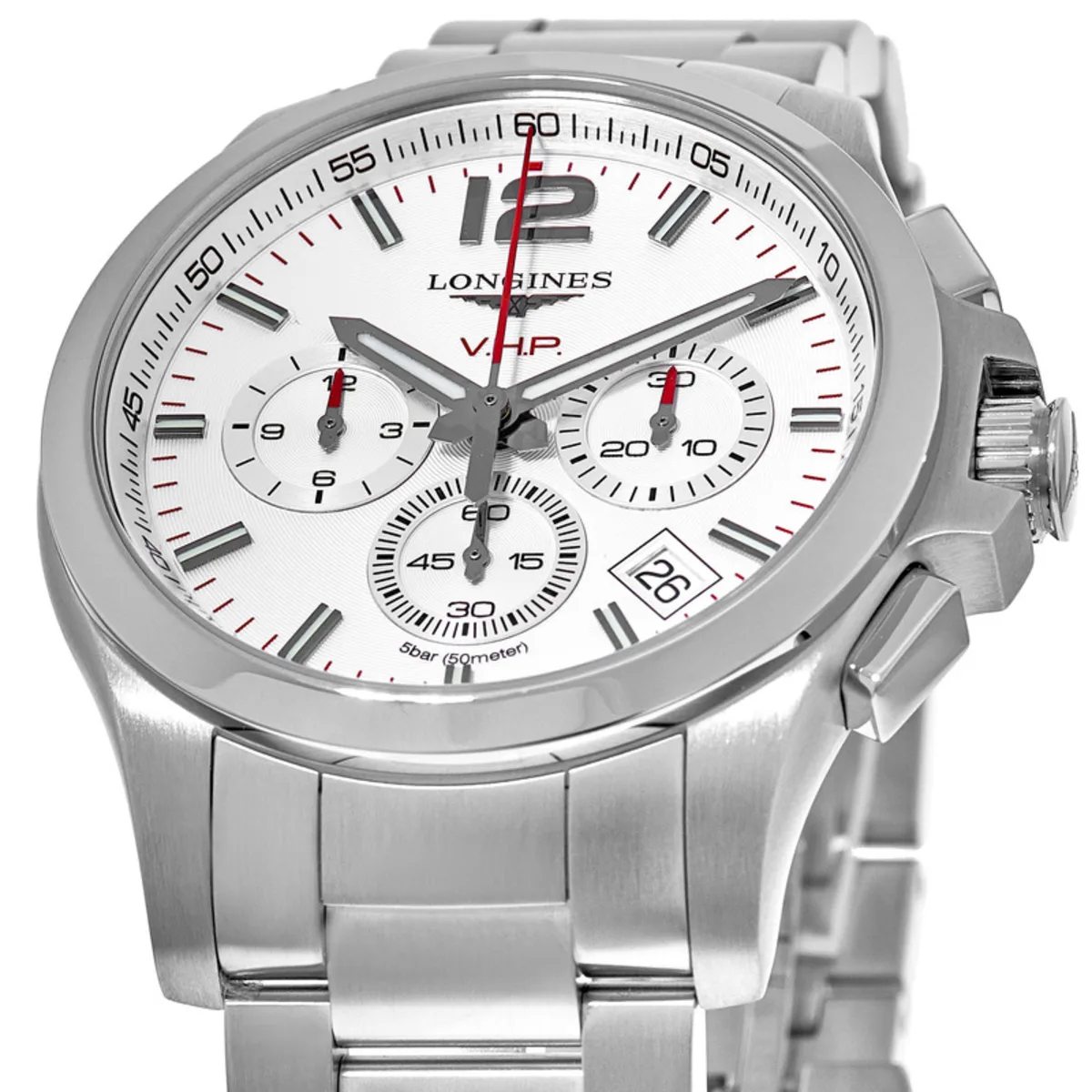 Conquest V.H.P. Chronograph Silver Dial Steel Men's Watch L3.717.4.76.6 - Image 3