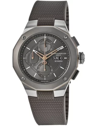 Baume & Mercier  Riviera Automatic Chronograph Grey Dial Rubber Strap Men's Watch M0A10722