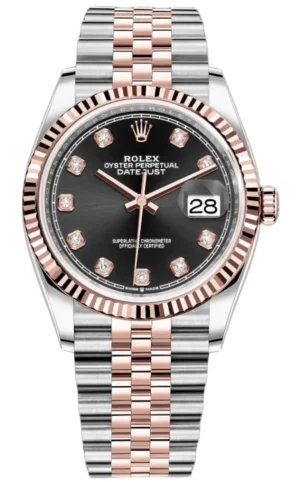 Datejust 36 Steel & Everose Gold Black Diamond Dial Women's Watch M126231-0019