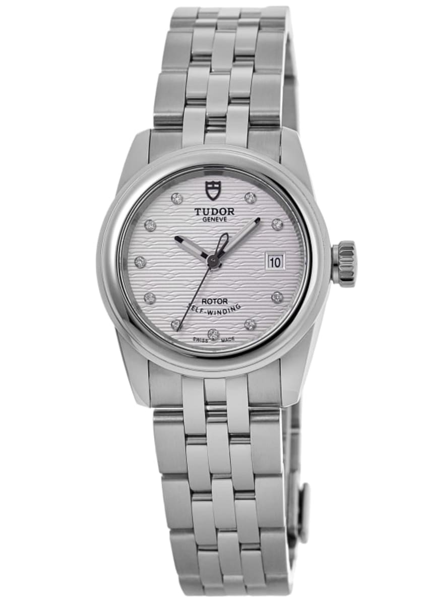Glamour Date Silver Diamond-Set Dial Stainless Steel Unisex Watch M51000-0004