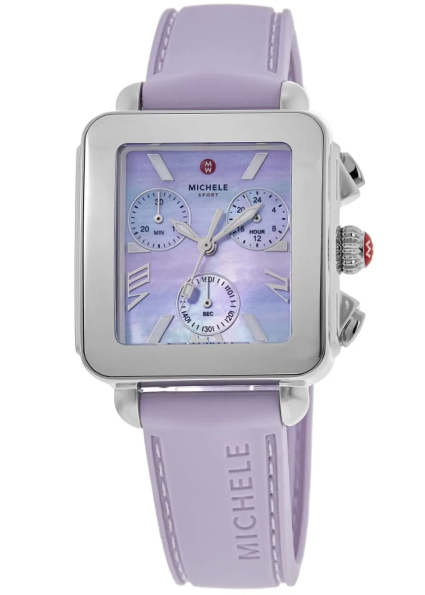 Deco Sport Chronograph Mother of Pearl Dial Purple Silicone Strap Women's Watch MWW06K001SET - Image 5