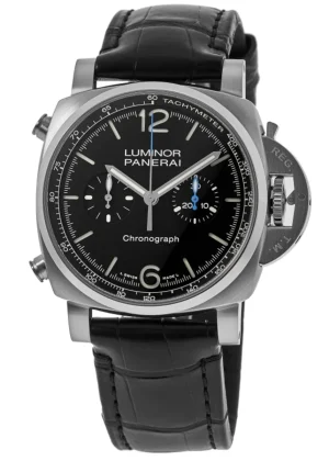 Luminor Chrono Black Dial Leather Strap Men's Watch PAM01109